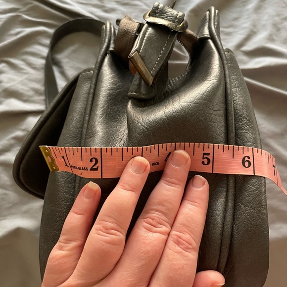 NWT Vintage 1980s gray leather shoulder bag - Picture 11 of 14